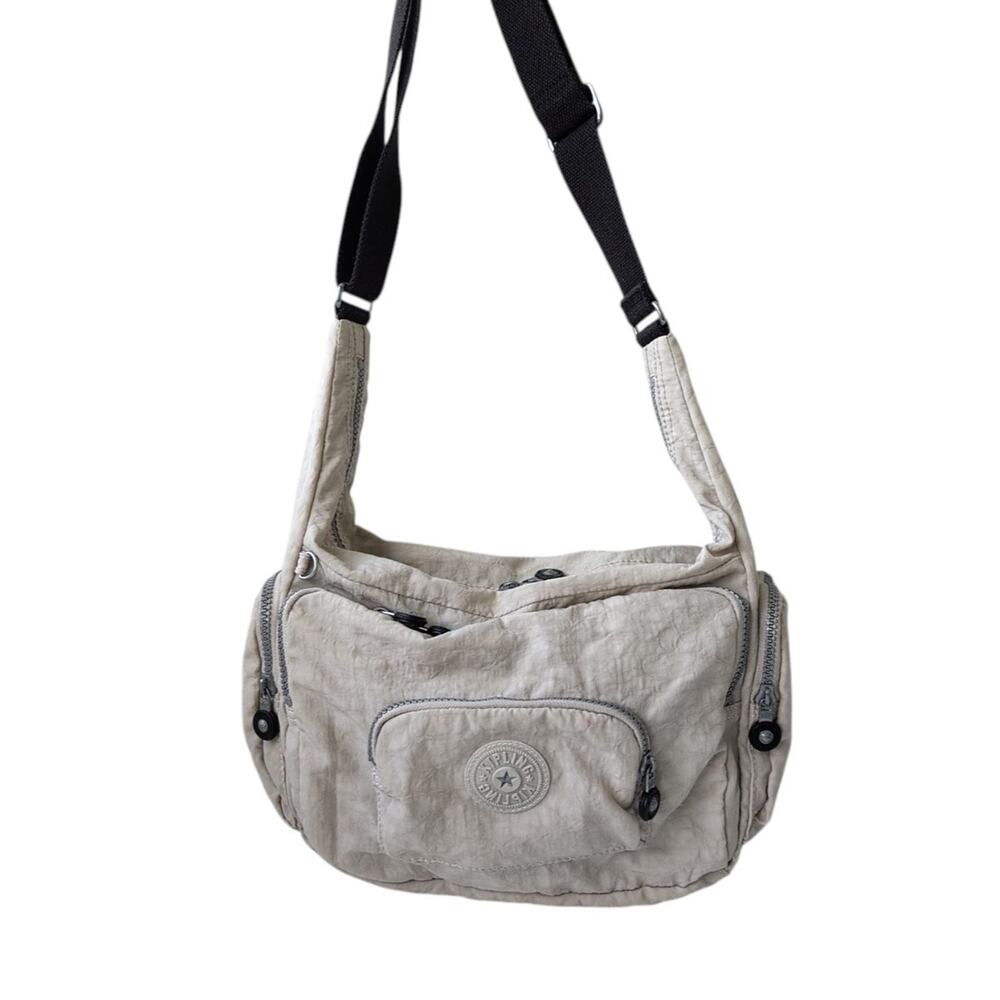 Kipling Light Gray Europa Large Crossbody Bag, Lots of pockets Inside & Outside